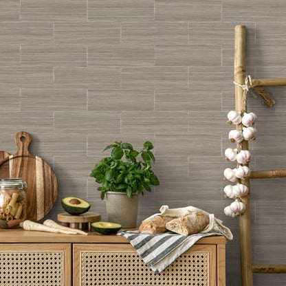 Tile Stickers for Kitchen, 12pcs Wooden Effect Wall Sticker 3D Wall Panels Peel and Stick Wall Tile Backsplash for Bathroom Retro Self Adhesive Waterproof Subway Tiles DIY-4"x12"