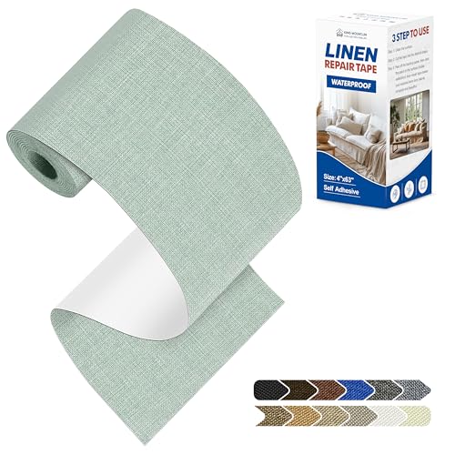 KING MOUNTAIN Linen Repair Patches, Self-Adhesive Fabric Patches, 4 X 63 inch Extra Size, Multi Color, Can be Used for Sofa Repair (Light Green) - color: Light Green, size: 4" Wx 63"L