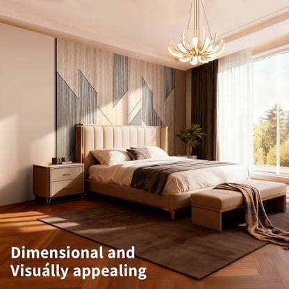 8-Pack Teak Wood Grain 3D WPC Wall Panels with Adhesive, Peel and Stick Wall Panels for Accent Wall, Covers 82.15 Sq Ft, for Luxury Living Room & Bedroom Decor - size: 16" × 94"