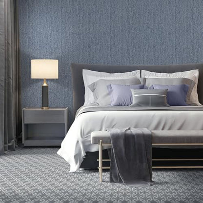 Grasscloth Peel and Stick Wallpaper Blue Contact Paper 16in x 197in - color: Blue, size: 15.7" x 196.8"