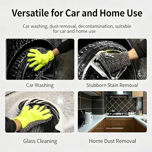 1 Set, Chenille Microfiber 5-Finger Wash Mitt, Scratch-Free