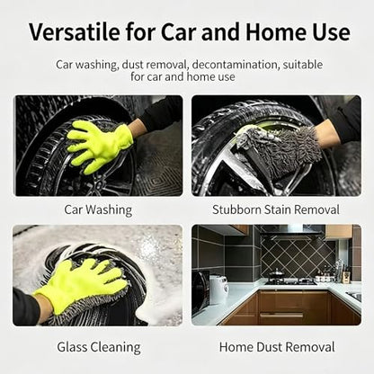1 Set, Chenille Microfiber 5-Finger Wash Mitt, Scratch-Free