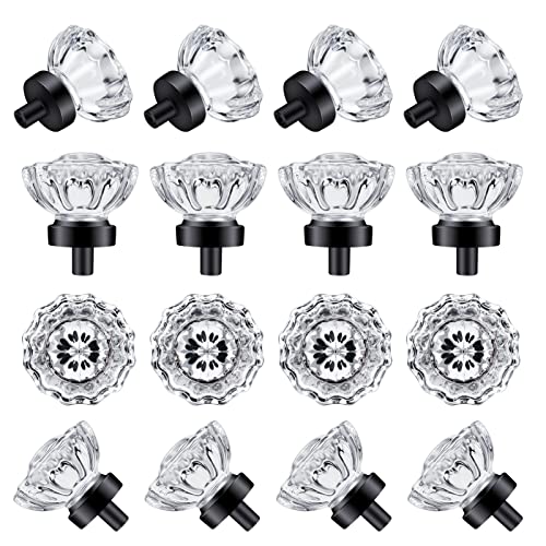 Matte Black Glass Cabinet Knobs Vintage, Crystal Drawer Knobs and Pulls - color: Matte Black, size: 16 Pack (36mm)
