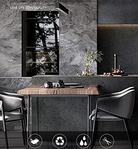 burgeliy Grey Marble Vinyl Wrap Protector Auto Modification Wallpaper 24"x356" Classic Style, Waterproof, Heat-Resistant,3D Thickened Peel and Stick, Countertops, Cabinets, Self Adhesive Tint Film - size: 24"x356"