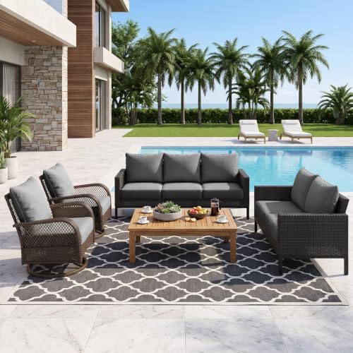 ZCUBED Luxury 6.2" Thick Outdoor Chair Cushions 2 Set - 24 x24 Inch 30D Sponge Filling Fade-Resistant Chair Cushion, Water Resistant & Removable Cover Patio Furniture Replacement Cushion - color: Grey, size: 24"x24" Extra Thick