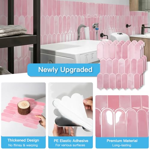 Art3d 10-Pack Arrowhead Design Wall Tile, Peel and Stick Backsplash, Pink - color: Pink