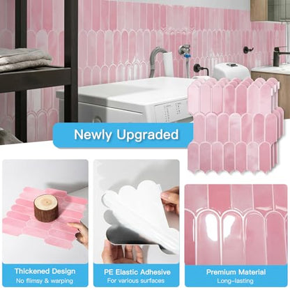 Art3d 10-Pack Arrowhead Design Wall Tile, Peel and Stick Backsplash, Pink - color: Pink