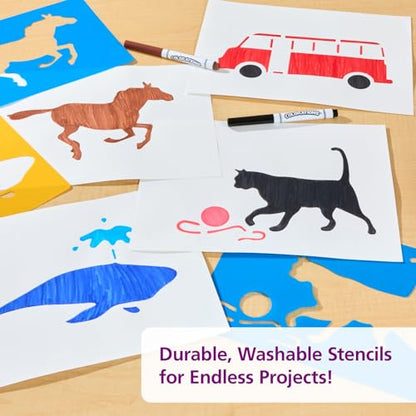 Colorations Large Washable Plastic Everyday Objects Stencils - Set of 12 - style: XL Stencils 12PK