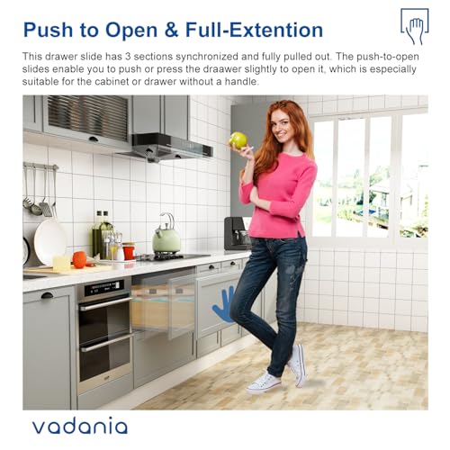 VADANIA #BF54 18" Undermount Drawer Slide, Push to Open - size: 18 Inch, style: Push to Open
