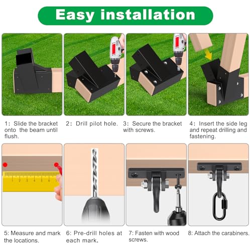 SELEWARE A Frame Swing Set Brackets for 4x4 Legs and 4x6 Beam - color: 2 End Brackets + 4 Swing Hangers