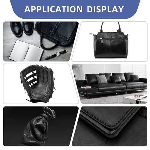 Leather for Furniture,Black Vinyl Faux Leather Sheets - color: Crack Black, size: 1/3 Yard