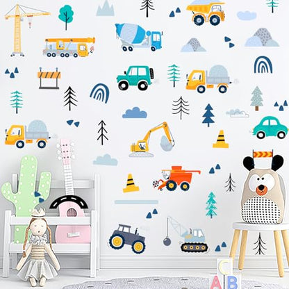 AOWDIAO 90PCS Construction Vehicle Wall Decals for Kids - style: Construction Vehicle