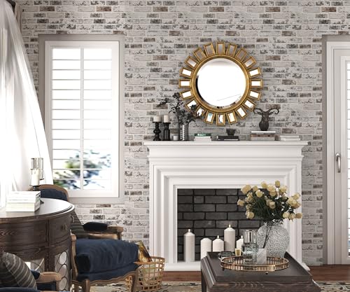 PeonyQueen Brick Peel and Stick Wallpaper 17.3"x984" 3D Brick Wallpaper - size: 17.3" x 984"