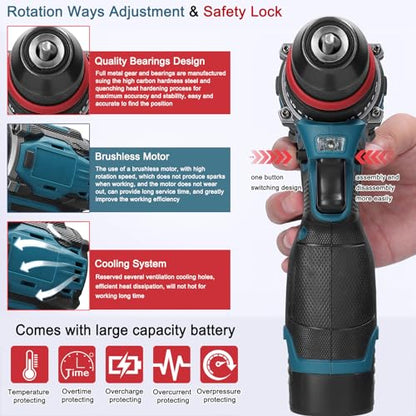 18V 2 in 1 Power Drill, Electric Screwdriver, Screw Driver