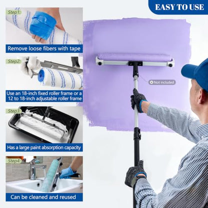 18 Inch Microfiber Paint Roller Kits with Paint Brush, 5 Pack - size: 18 Inch Paint Roller Kit, 5 Pack