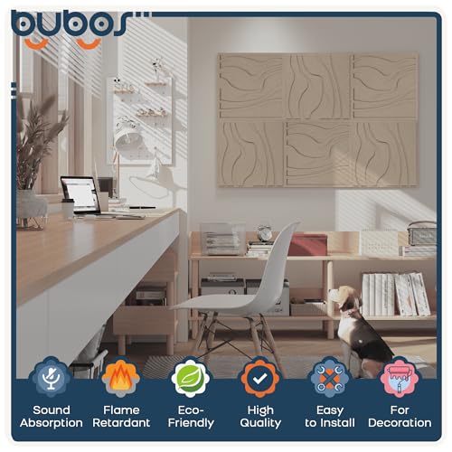 BUBOS 6-Pack Art Acoustic Panels, Self-Adhesive Sound Panels, 23.6"x23.6" - color: Camel, size: 6 Pack