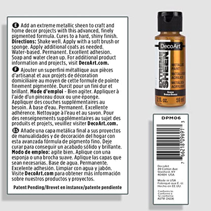 DecoArt Extreme Sheen Bronze Metallic Acrylic Paint, 2 Fl. Oz. Bottle (Pack of 1) - color: Bronze, size: 2 Fl Oz (Pack of 1)