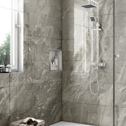 Chejiaye 10pcs Marble Peel and Stick Backsplash Waterproof Washroom Wall Panels, Peel and Stick Tile, PVC Wall Panels for Kitchen (Grey Marble Tiles, 11.8" x 11.8" x2.5MM x 10Pack) - color: Grey Marble Tiles, size: 11.8" x 11.8" x 10Pack