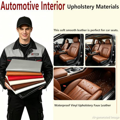 Picheng Vinyl Uholstery Faux Leather: 54" x 36" Soft Durable Marine Vinyl - color: Brown, size: 1Yard（54"x36"）