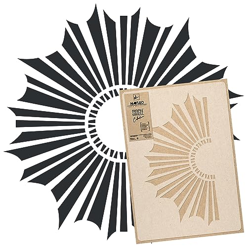 NAKLEO Mandala Painting Large Stencil Diameter 22.4”, Sunny Circle Geometric Ornament, Reusable Plastic Template DIY Art and Craft, Wall Floor Wood Fabric Furniture - color: Sunny Circle, size: M