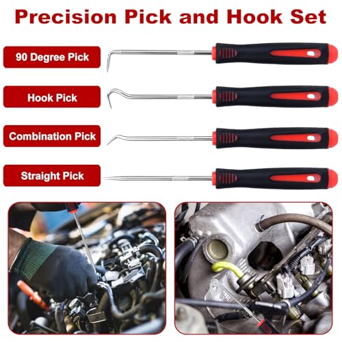 9 Pcs Auto Trim Removal Tool Set - Plastic Pry Tool Kit, Car Door Panel Window Clip Removal Tools, Fastener Remover, Automotive Interior Trim Tool with Mini Precision Hook and Pick Set