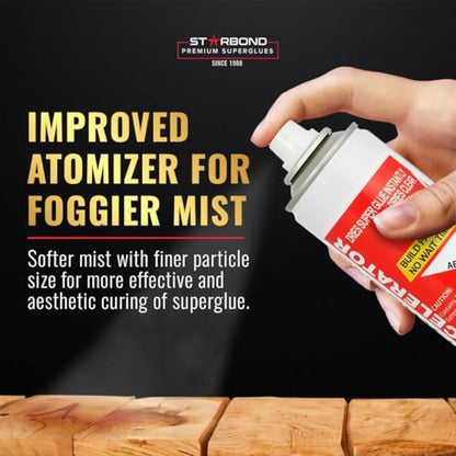 Starbond Thin CA Glue with Activator Bundle (4 oz. + 6 oz.) – Premium Cyanoacrylate Super Glue with Aerosol Accelerator – for Woodworking and Repair, Pen Turning, CA Finish, Inlays, Luthiery, Crafts - size: 4 ounce, 6 ounce