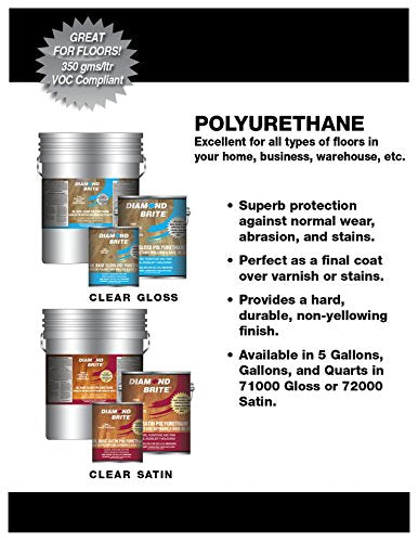 Diamond Brite Interior Polyurethane, Clear Satin, 1 Gallon, 72000-1 - color: Satin, size: 1 Gallon (Pack of 1)