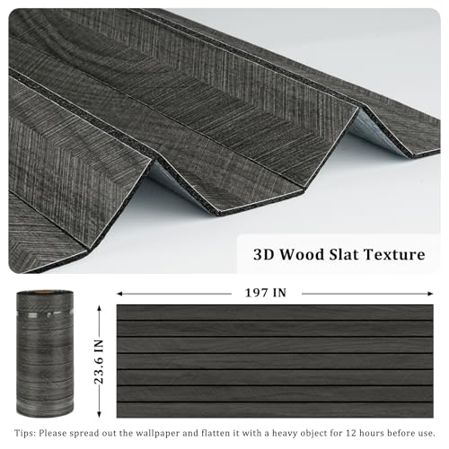 197"x23.6" 3D Wood Panels for Interior Wall Decor Peel and Stick Acoustic Wood Slat Wall Panel Self Adhesive Soundproof Wooden Slats Paneling Wallpaper for Bedroom Living Room Gym Backdrop - size: 23.6" x 197"