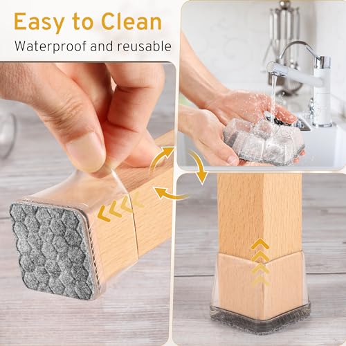 24PCS Square Chair Leg Floor Protectors, Furniture Sliders, Chair Leg Protectors for Hardwood Floors, Non-Slip Felt Furniture Pads, Silicone Cap Covers to Protect Floors, (Fit 0.75" - 1.1") - size: S-Clear(Fit 0.75" - 1.1")