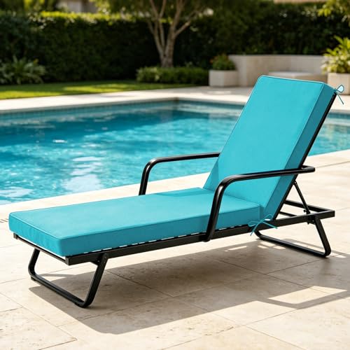 Chaise Lounge Cushions Outdoor, 72"x21"x3", Teal - color: Teal