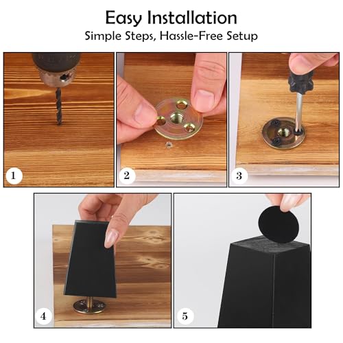 TURSTIN 16 PCS 3 Inch Wood Furniture Legs, Couch Legs Replacement, Black - color: Black, size: 3 Inch