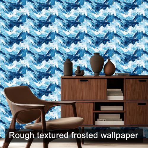 HOMETITUTE Ocean Wave Peel and Stick Wallpaper 118.1x17.7 Inch Vinyl - color: Ocean Wave