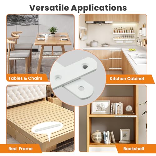 Alise Flat Bracket ,5 Inch White Mending Plate Flat Brace for Wood Shelves - color: White, size: 5 Inch