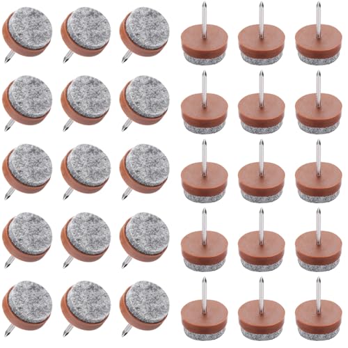 30pack 15mm Nail-on Felt Pads, Round Heavy Duty Furniture Sofa Pad - color: Brown, size: Φ 15 mm