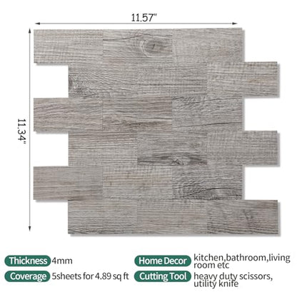 2026 New Upgrade Peel and Stick Backsplash Tile, Peel and Stick 11.34" X 11.57" Wall Tile for Kitchen, Bathroom, Fireplace, Laundry (Grey Rustic, 10 Packs) - color: Grey Rustic