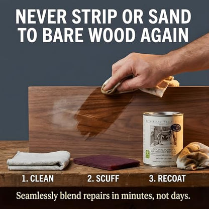 Sutherland Welles Polymerized Tung Oil Wood Finish - Food Safe, Interior Wood Oil for Cutting Board, Furniture, Floors, 32 Oz