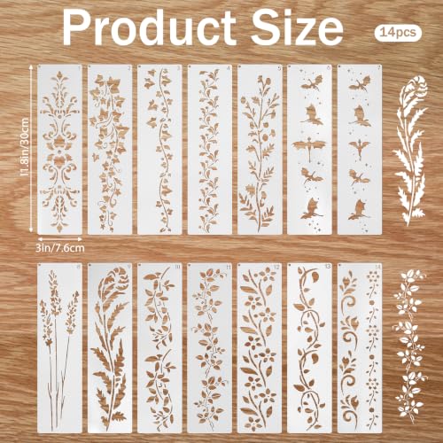 12 Pack Stencils for Crafts Reusable, Border Stencils