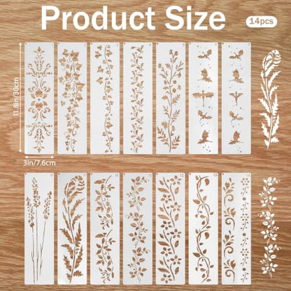 12 Pack Stencils for Crafts Reusable, Border Stencils