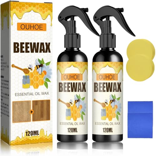 Natural Beeswax Care Spray & Restorer, Beeswax Wood Polish for Floors and Furniture, Natural Micro-Molecular Spray – Multi-Purpose（2 Bottles）