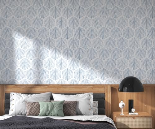 Geometric Peel and Stick Wallpaper Boho Contact Paper Vinyl 17.3''×787'' - color: Blue, size: 17.3" x 787"