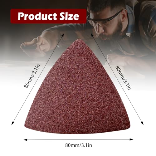 204PCS towbluii Oscillating Multitool Sandpaper, 3-1/8 Inch Triangle Sandpaper for Triangle Sanding Pads, Assorted 40/60/80/120/180/240 Grit 30pcs Each - size: 204 pcs Triangle Sanding Pads 3-1/8 Inch
