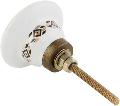 Indian Shelf Wheel Cabinet Knobs for Drawer Dresser 6 Pieces - color: Gold White, size: 6 Knobs