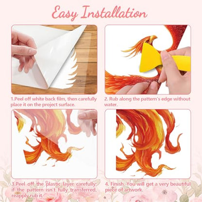 Peacoblue Phoenix Rub On Transfers for Furniture Craft 6"x12" - style: Phoenix