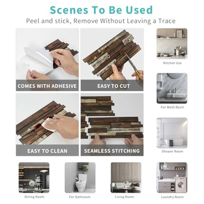 Peel and Stick Backsplash Tile Wall Stickers 24pcs 9.68x4.72 inch - color: Hzw-xy-htp-105