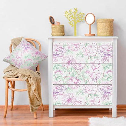GSS Designs Large Flower Wall Stencils for Painting 12x16Inch Floral Stencil for Painting on Walls Wood Floor Furniture Crafts Plant Leaf Stencils - style: Flowers 12" x 16"