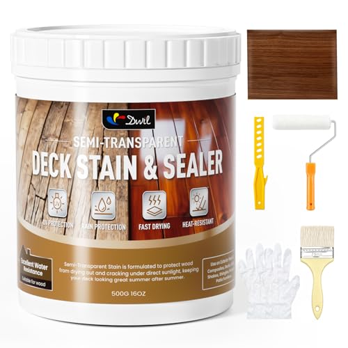 DWIL Wood Stain and Sealer in One 𝟮 𝗶𝗻 𝟭, Water Based Semi-Transparent Outdoor Wood Stain for Furniture, Fences, Railings, and Small Wood Projects, Fast Drying Low Odor (16oz Peach Wood) - color: Peach Wood, size: 16 oz