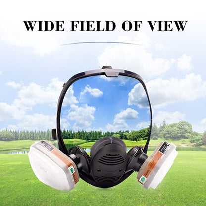 17in 1 Reusable Full Face Respirator Widely Used in Paint Sprayer, Chemical,Woodworking,Dust Protector