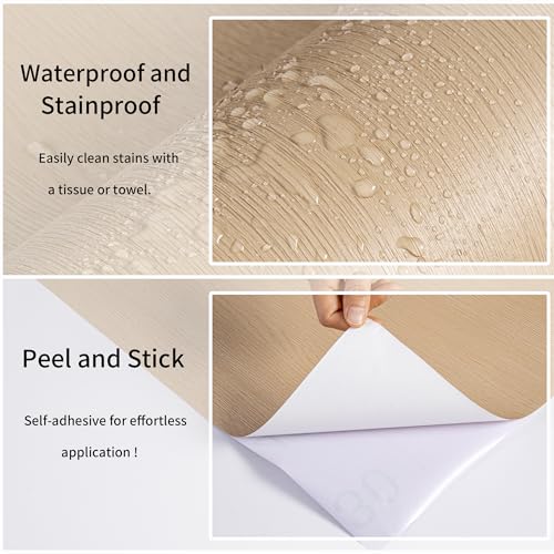 Haimin Wallpaper 24" x 393" Wood Contact Paper Peel and Stick Vinyl Roll - color: Yellow (01)