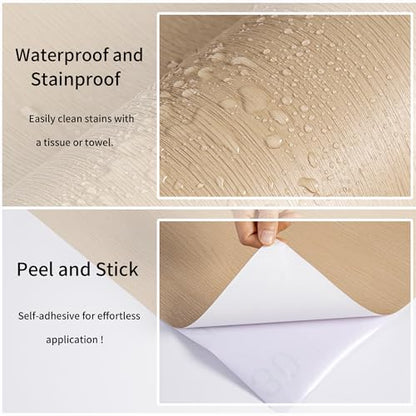 Haimin Wallpaper 24" x 393" Wood Contact Paper Peel and Stick Vinyl Roll - color: Yellow (01)