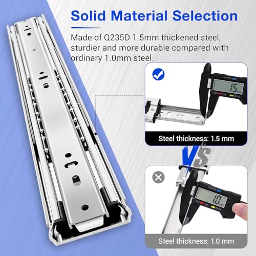 Heavy Duty Drawer Slides Full Extension Side Mount 14 16 18 20 22 24 26 28 30 32 34 36 40 Inch 150 Lbs Metal Dresser Cabine Rails Tracks Glides Runner 1 Pair (Without Lock, 12 Inch) - size: 12 Inch, style: Without Lock - Load 150 lb